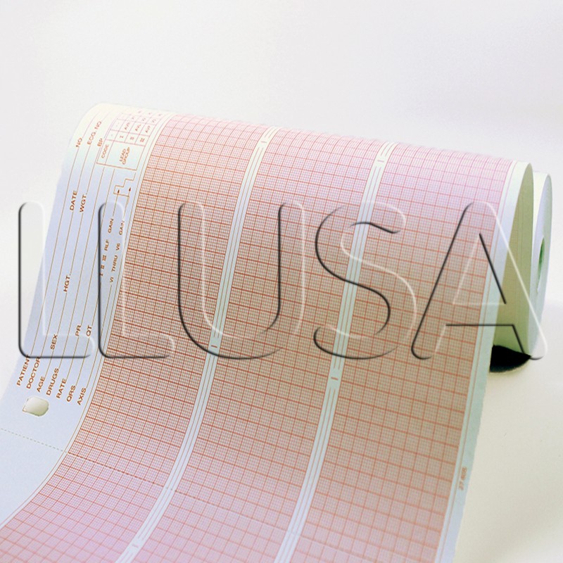 Paper EKG Recording Chart Red Grid Burdick 007937 216mmx46m (1/RL 25RL/CS) by Leonhard Lang USA  ID 007937